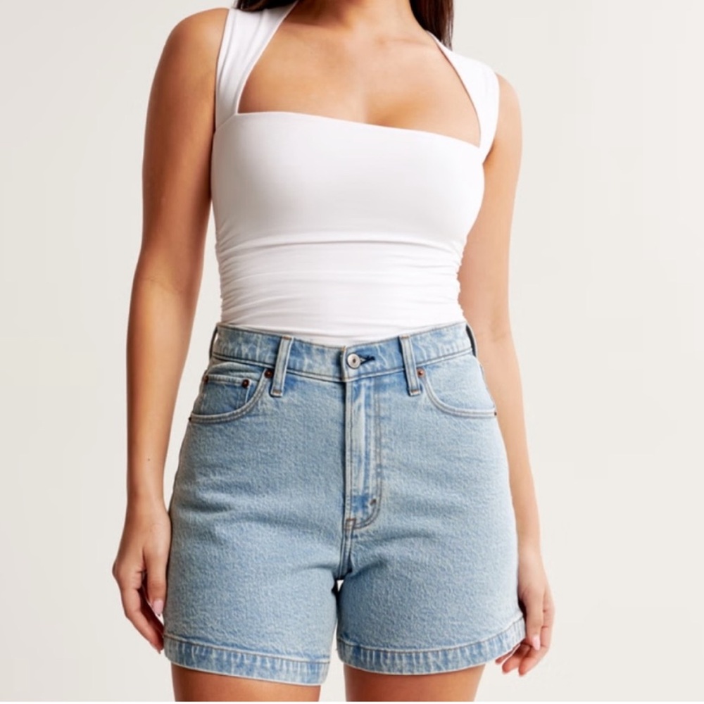 Abercrombie & Fitch Light Blue High-Rise Dad Shorts